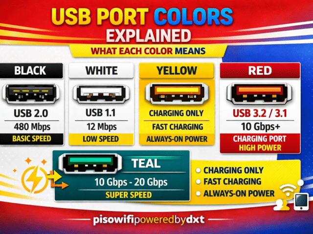 USB Port Colors Explained: White, Black, Red, Yellow and Teal