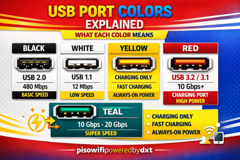 USB Port Colors Explained: White, Black, Red, Yellow and Teal